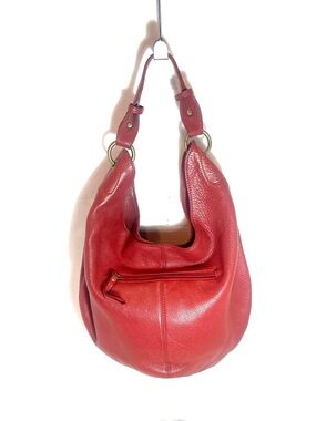 Hobo International Red Leather Hobo Bag Slouchy Shoulder Purse Soft Pebbled